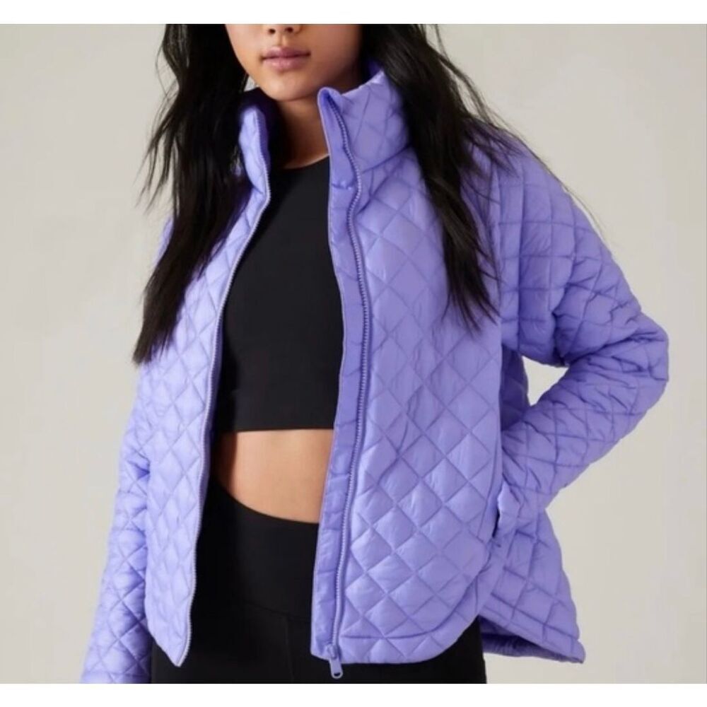 Athleta whisper featherless down purple puffer jacket size xxs - Picture 9 of 9